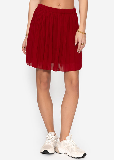 Pleated skirt made of chiffon, burgundy by SASSYCLASSY