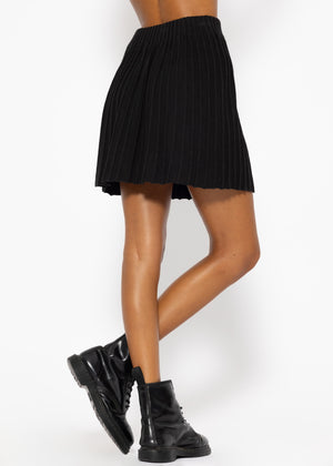 Pleated knit skirt - black