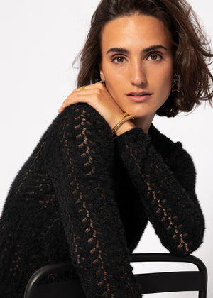 Sweater in extravagant, soft lace - black