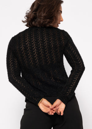 Sweater in extravagant, soft lace - black