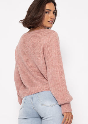 V-neck sweater - dusty pink