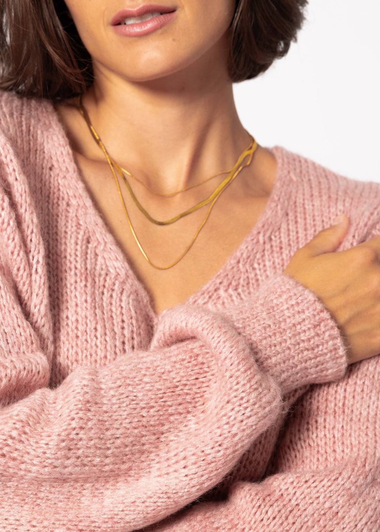 V-neck sweater - dusty pink