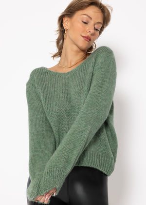V-neck sweater - sage green