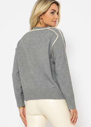 Sweater with decorative panels - grey-beige