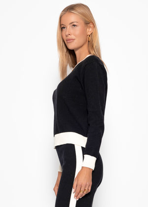 Pullover mit offwhite Bündchen-Details - schwarz