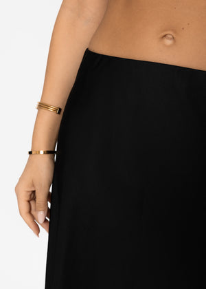 Satin-look skirt - black