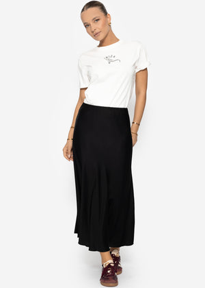 Satin-look skirt - black
