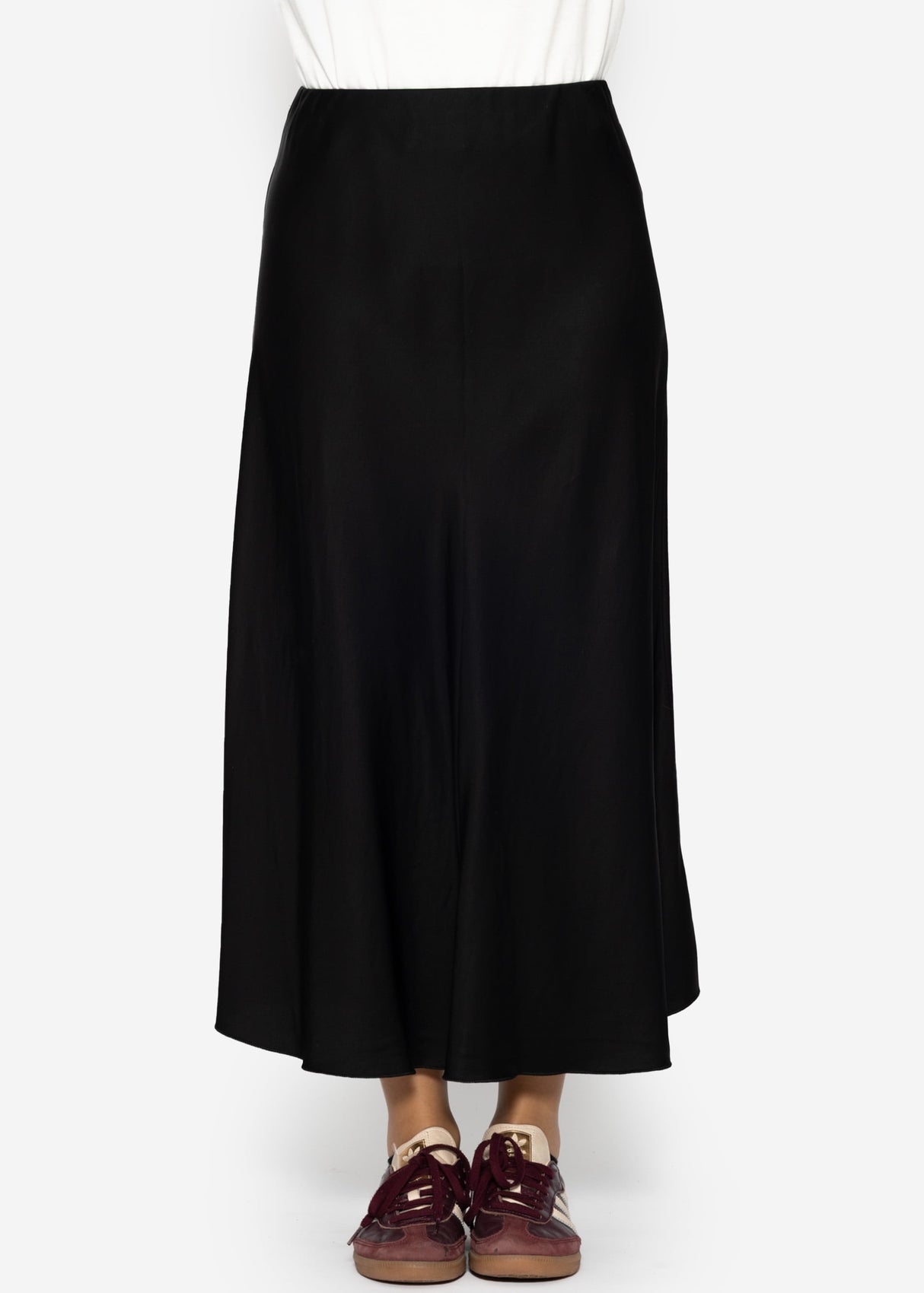Satin-look skirt - black