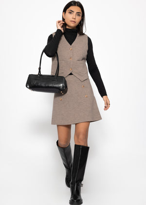 Rock mit dekorativen Knöpfen - taupe