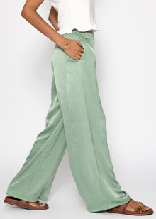Satin pants with wide leg - pistachio green