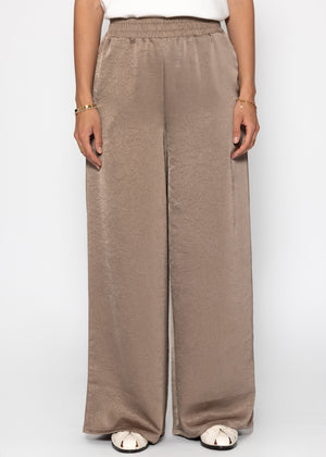 Satin Hose mit weitem Bein - taupe