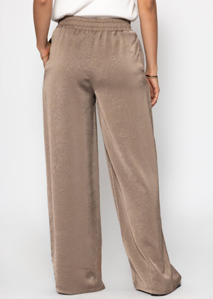 Satin Hose mit weitem Bein - taupe