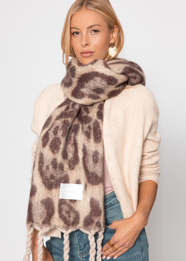Schal mit Leo-Print - offwhite-burgundy