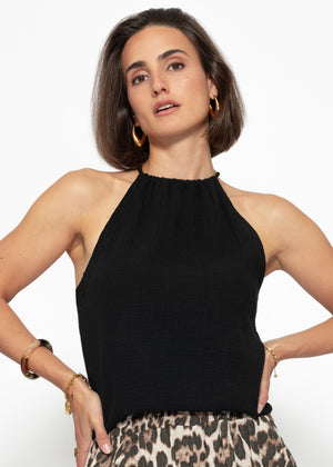 Shoulder -free Musselin Top - Black