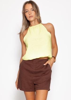 Shoulder -free Musselin Top - Buttergelb