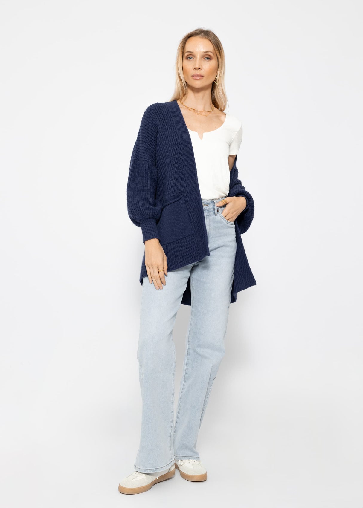 Soft Strick Cardigan mit Taschen - dunkelblau