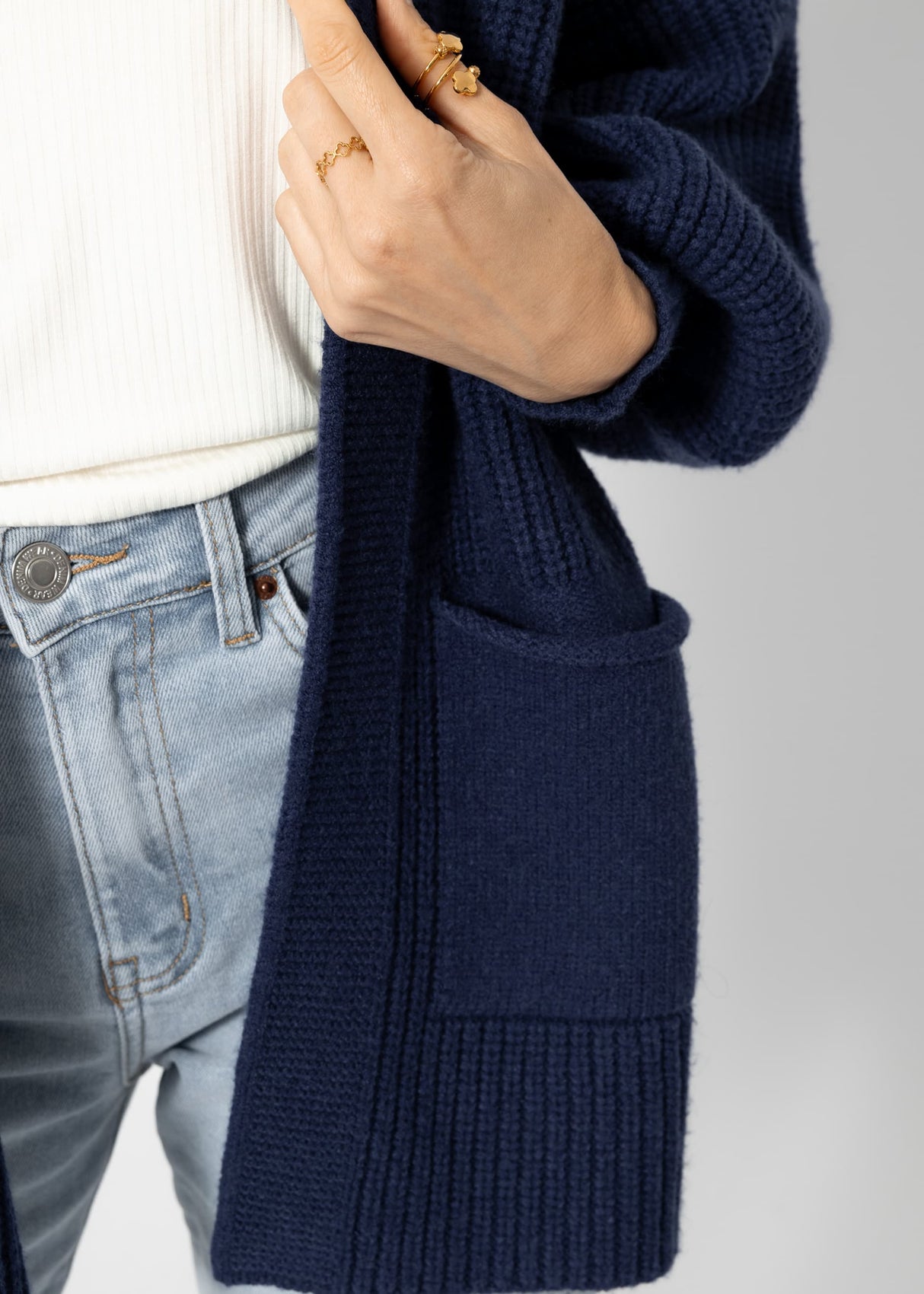 Soft Strick Cardigan mit Taschen - dunkelblau