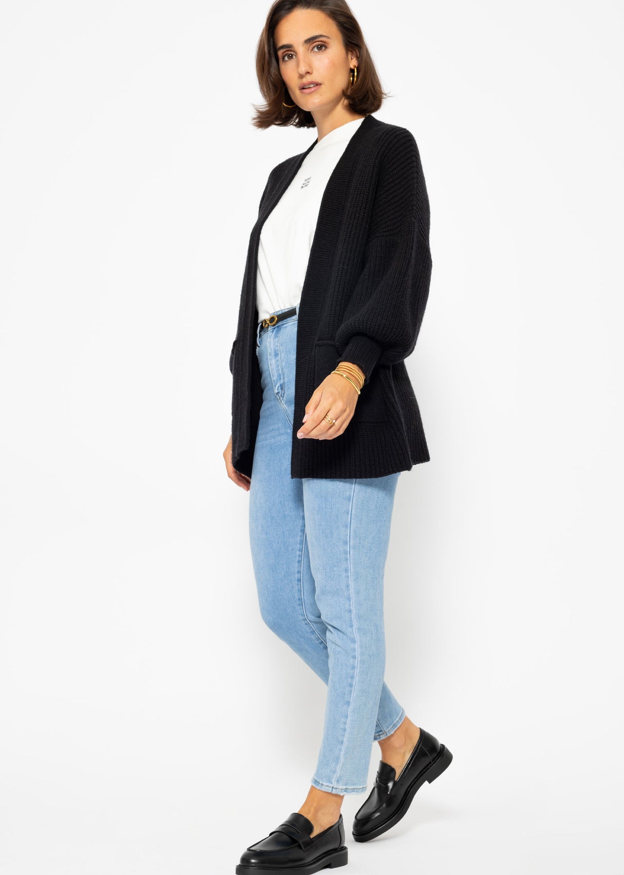 Soft Strick Cardigan mit Taschen - schwarz