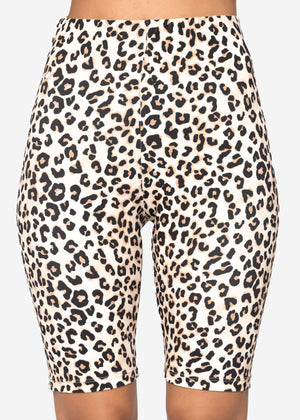Sport cyclist trousers with leo -print - beige