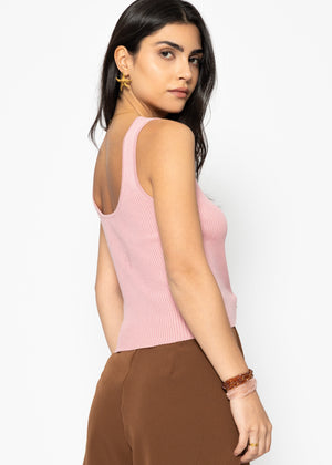 Strick Top mit herzförmigem Ausschnitt - rosa