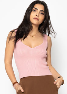 Strick Top mit herzförmigem Ausschnitt - rosa