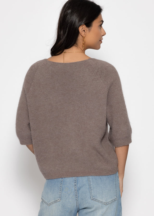Strickoberteil mit V-Ausschnitt - taupe