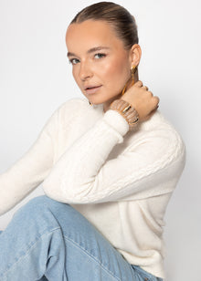 Knitted sweater with cable knit detail - Off-white