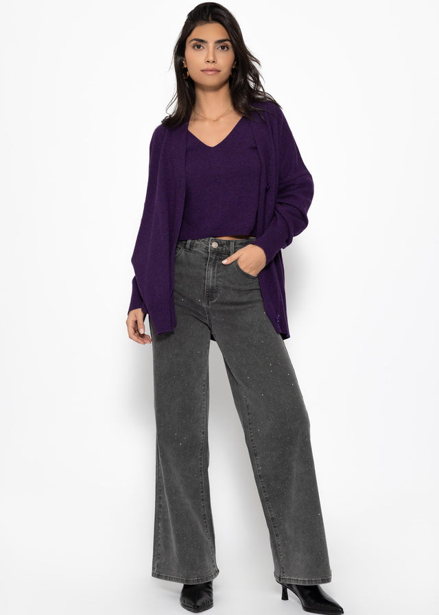 Stricktop mit Kaschmir - lila