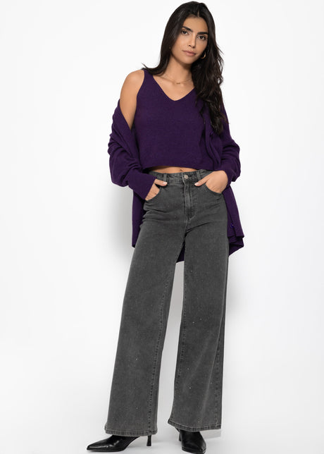 Knit top with cashmere - purple