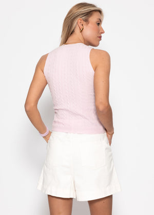 Knitted top with cable pattern - pink