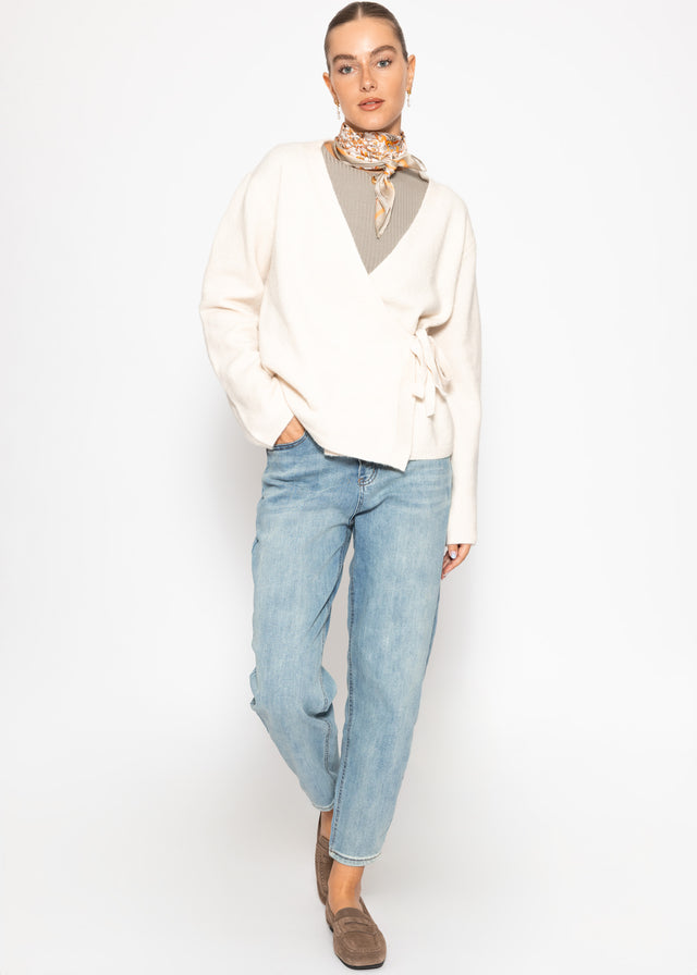 T-Shirt in geripptem Jersey - taupe