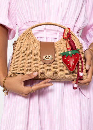 Bag tag with strawberry - red