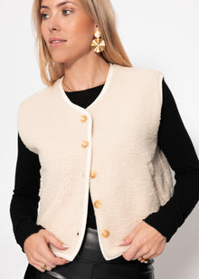 Teddy Weste mit Knöpfen - beige