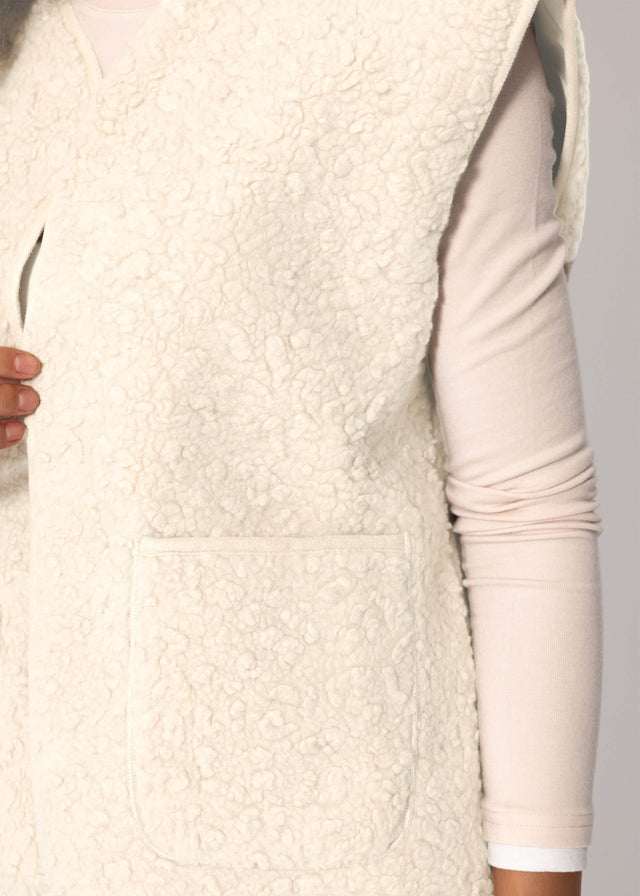 Teddy fleece gilet with pockets - beige cream