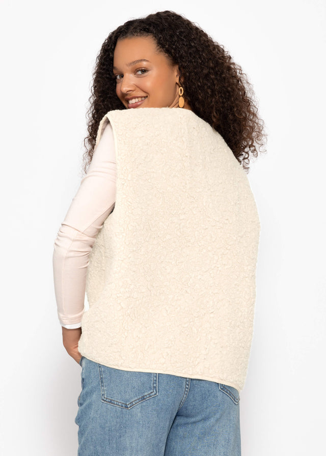 Teddy fleece gilet with pockets - beige cream