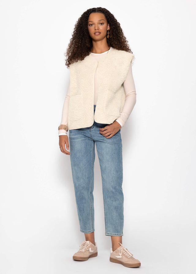 Teddy fleece gilet with pockets - beige cream