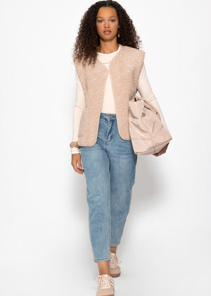 Teddyweste mit Taschen - beige