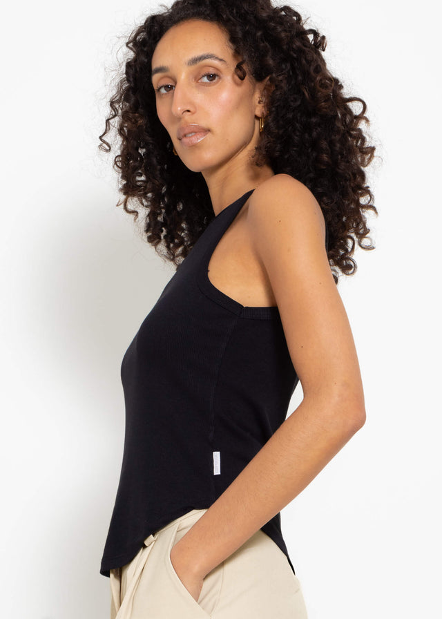 Geripptes Tank Top - schwarz