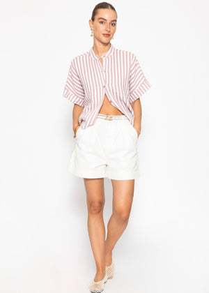 Wide High-Waist Denim Shorts - Off-white