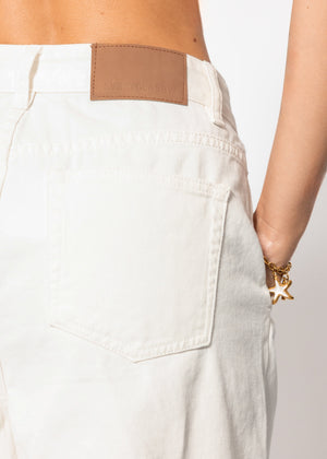 Wide High-Waist Denim Shorts - Off-white
