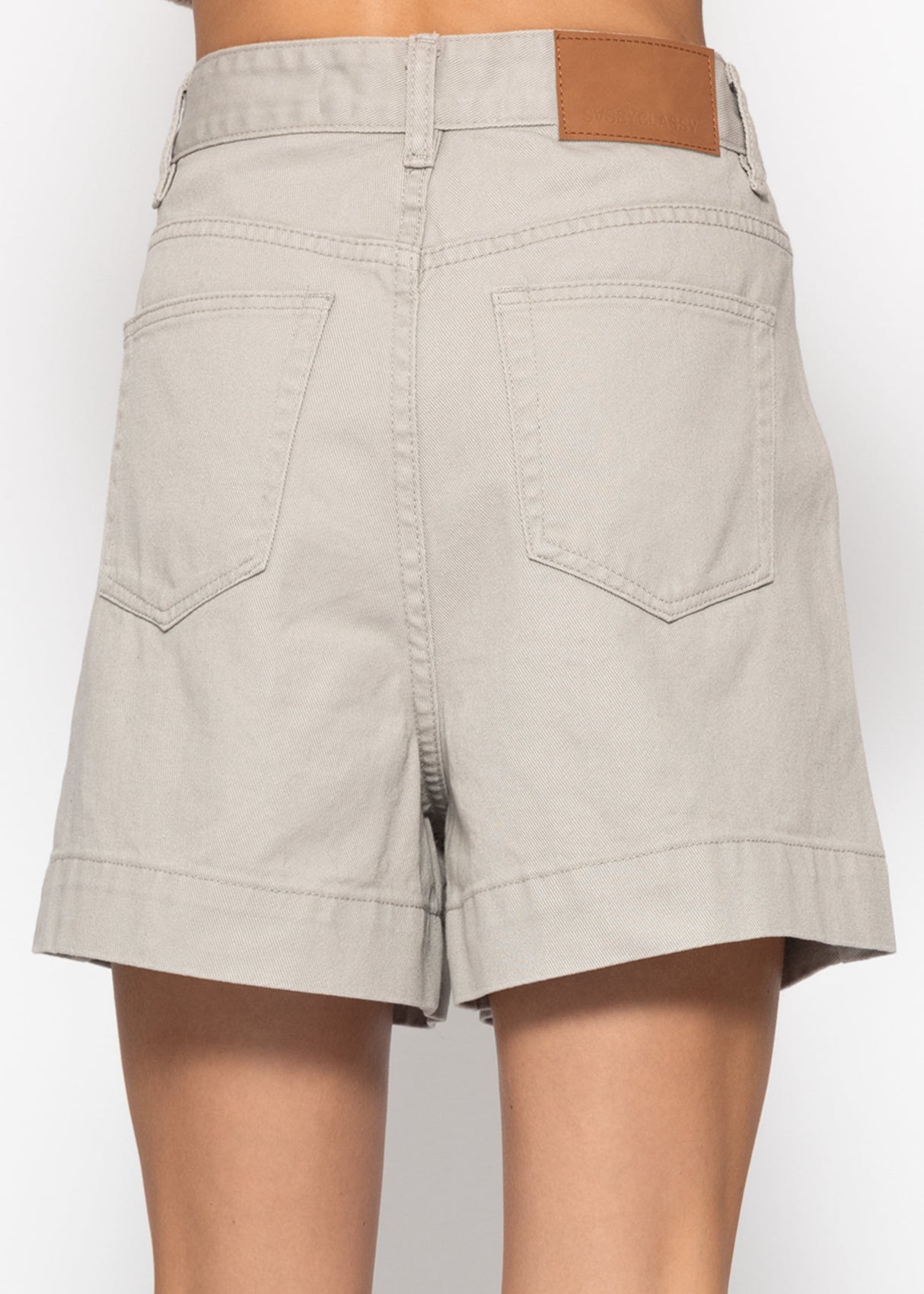 Weite High Waist Jeans Shorts - greige