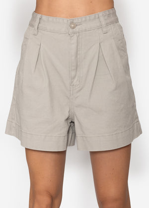 Weite High Waist Jeans Shorts - greige