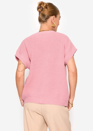 Strickweste mit Herzknöpfen - rosa
