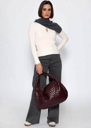 Wide Leg Jeans mit Strasssteinen - dunkelgrau