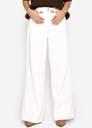 Wide Leg Jeans mit hohem Bund - offwhite