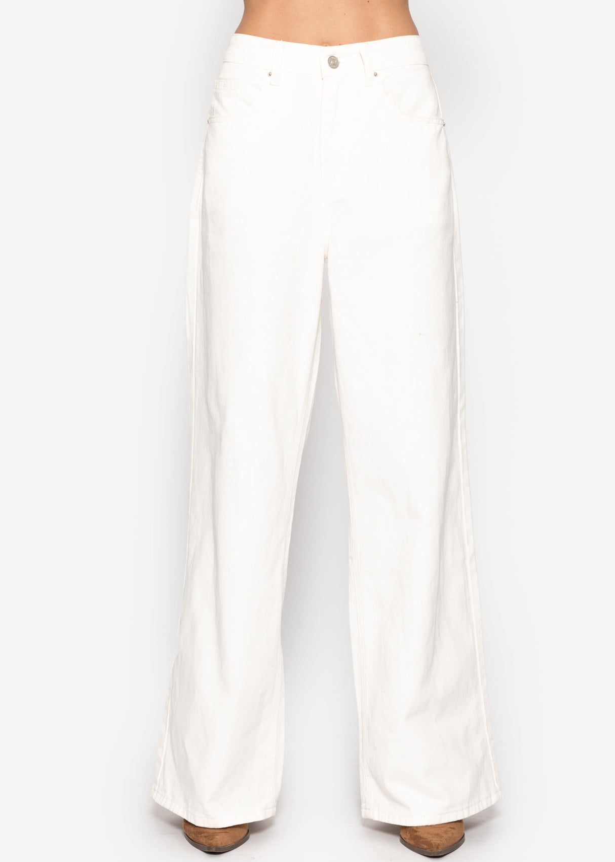 Wide Leg Jeans mit hohem Bund - offwhite