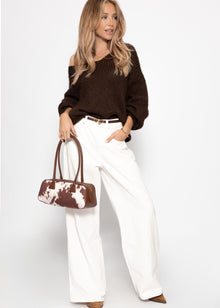 Wide Leg Jeans mit hohem Bund - offwhite