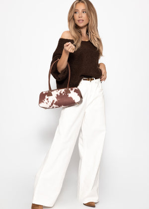 Wide Leg Jeans mit hohem Bund - offwhite
