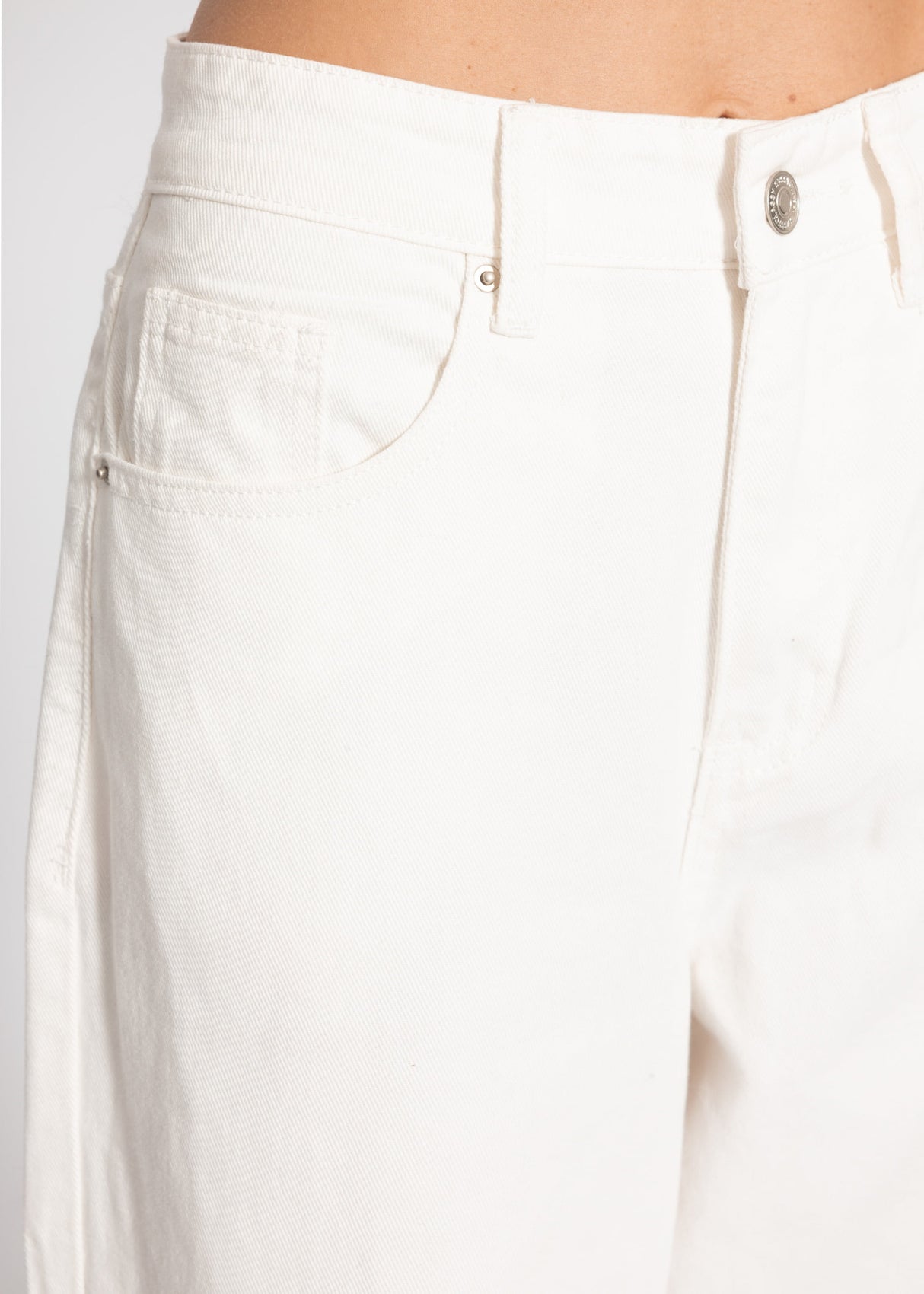 Wide Leg Jeans mit hohem Bund - offwhite