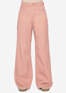 Wide Leg Jeans mit hohem Bund - rosa